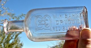 Ca 1875 Red Bluff,  California (tehama Co) Monogram " Mh Bahney " Drug Store Bottle