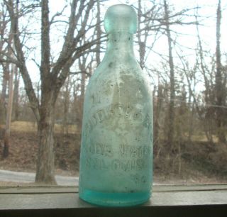 G.  Sudhoff Soda Water St.  Louis 1870 Long Neck Squat Soda Bottle Applied Blob Top
