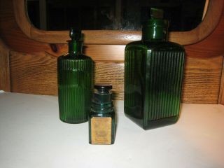 Emerald Green Apothecary Bottles - One Preston Of Hampshire Smelling Salts