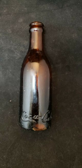 Amber Heel Script Coca - Cola Straight Side Root Bottle Nashville Tenn.