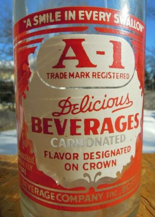 A - 1 Beverages - Boston,  Ma - Acl Soda Bottle - " A Smile In Every Swallow " - 28