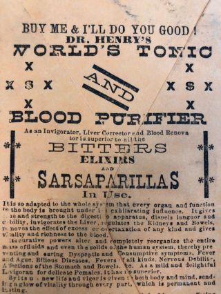1880s Dr Henrys Sarsaparilla Medicine Advertising Cover St Louis Mo