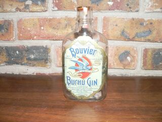 Antique Bouvier Buchu Gin 6 Ounce (empty) Bottle W/cork Top " Medical " Liquor
