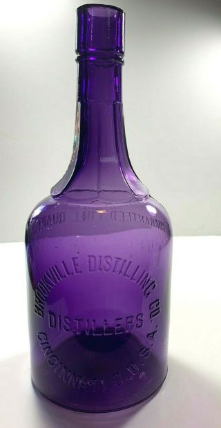 Fancy Old Dark Purple Brookville Distilling Co.  Cincinnati Ohio Whiskey Bottle