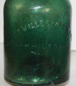 GREEN IRON PONTIL SQUAT SODA T.  CAMPBELL PHILADELPHIA DYOTTVILLE GLASS 3