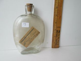 Antique O.  P.  Medicine Flask 6in.  Tall Halfpint Labeled Chloroform Liniment Phila
