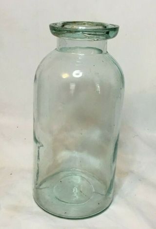 Vintage Aqua Half Gallon Wax Seal Sealer Fruit Jar Canning Jar No Markings 12