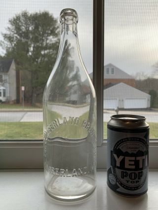 Large Pre - Prohibition Cumberland Brewing Md Early Blob Top Bottle Clear