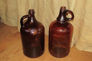 2 Vintage Sinclair Half Gallon Amber Bottles 1402