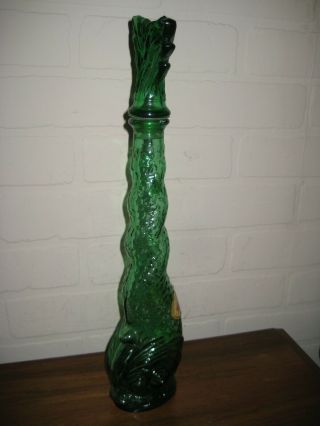 Large Green Chianti Bottle In The Shape Of A Fish Bardi W/ Label Italy Man Cave