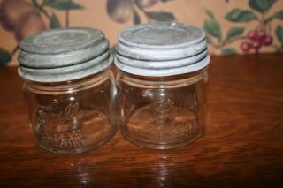2 - Vintage Ball 1/2 Pint Perfect Mason Jars With Ball Zinc Lids