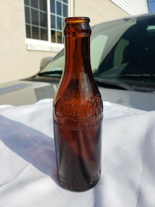 Early Amber Straight Sided Coca - Cola Soda Bottle Philadelphia Pa.  Very
