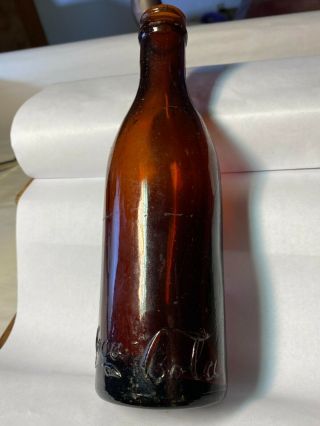 Pre 1909 Indianapolis,  Ind.  Amber Heel Script Coke Straight Side Bottle 5 - 17
