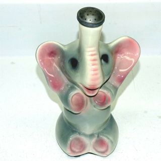 Vintage Ceramic Gray & Pink Elephant Laundry Clothes Sprinkler,  Figural,  Ironing