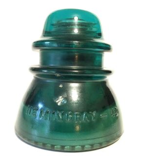 Hemingray - 42 Dark Green Glass Insulator Cd - 154 Wood Piece Still In Pinhole