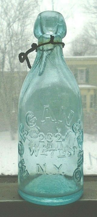 Old Aqua Glass Morgan & Bros Soda Bottle