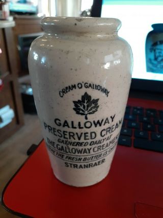 5 " Galloway Creamery Stoneware Cream Pot Crock Stanraer Pictorial Ivy Leaf