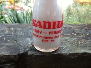 (war Sogan) Sanida Dairy Products,  Erie,  Pa. ,  Clear,  Half Pint,  Milk Bottle
