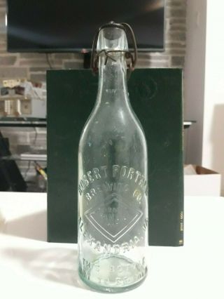 Robert Portner 10 " Blob Top Beer Bottle Wire Clasp/stopper Aqua Embossed 1890
