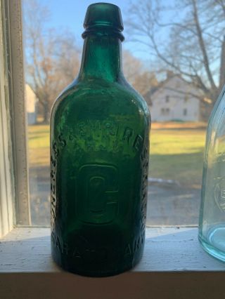 7 1/2 In Congress & Empire Spring Co.  Saratoga York Mineral Water Bottle Old