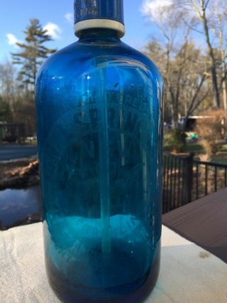 Vintage Blue Seltzer Bottle NATIONAL SPRING WATER Co.  Made in Czechoslovakia - 3259 2