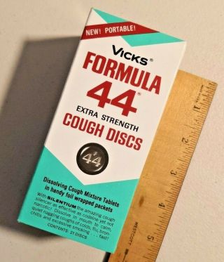 Vintage 1960s Vicks Formula 44 Silentium Cough Discs Silencer - - 1662