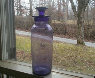 1860s Pontiled Amethyst Apothecary Drugstore Medicine Bottle W/stopper 8 1/2 "