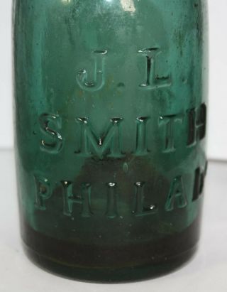 GREEN IRON PONTIL SQUAT SODA J.  L.  SMITH PHILADELPHIA 2
