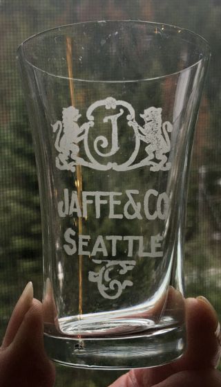 Early Seattle,  Wash.  Jaffe And Co.  Etched Advertising Shot Glass