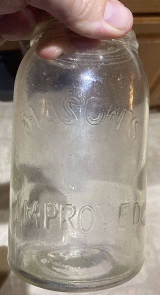 Mason’s Improved Unusual Rare? Quart Clear Fruit Jar Mason Jar Of 1872? Error?