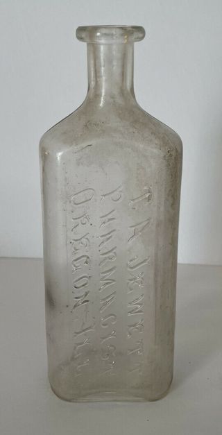 Vintage T.  A.  Jewett Pharmacist Oregon Illinois Bottle