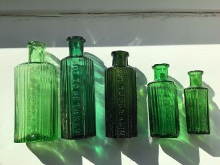 Vintage Antique Green Glass Poison Bottles - Not To Be Taken -