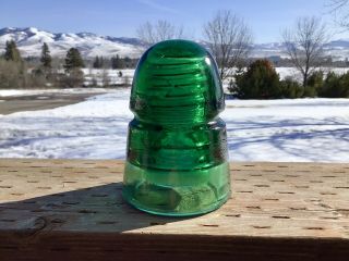 Emerald Green B Embossed Cd - 145 Glass Beehive Insulator