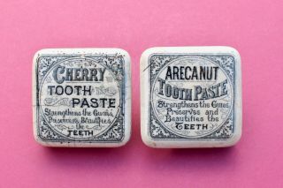 Vintage C1900s Cherry & Areca Nut Art Nouveau Design Toothpaste Potlids