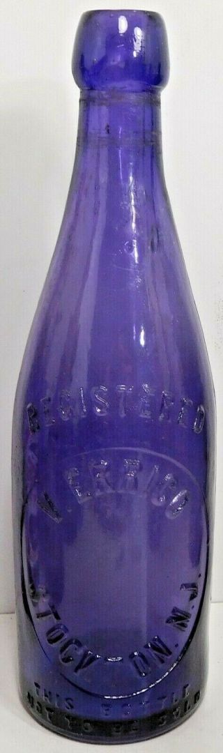 C1900 Purple - Amethyst Blob Beer Bottle - V.  Errico Stockton,  N.  J.