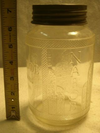1945 Nabob Coffee Diamond D Dominion Glass Jar 1 Quart Size W.  Zinc Sealer Lid