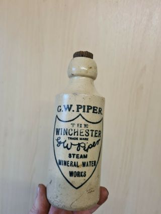 G W Piper Winchester Steam Mineral Water Woks Ginger Beer Bottle.