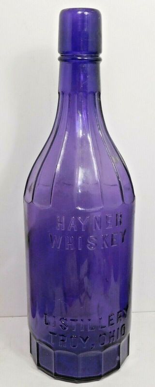C1900 Purple - Amethyst Quart Whiskey Bottle - Hayner Whiskey Distillery Troy,  Ohio