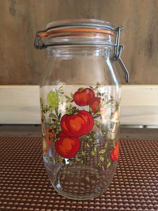 Vintage 2l Arcoroc Spice Of Life Glass Bale Lid Jar/container/canister.