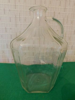 Large Octagonal Glass Pouring Handled Bottle