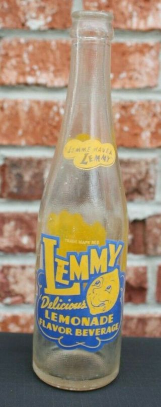 Early 1900 Lemmy Lemonade Soda Bottle Shivar Springs Shelton Sc 9 3/4 Inch Tall