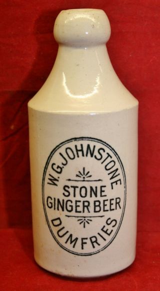 Antique " W.  G.  Johnstone,  Dumfries " Scottish Stoneware Ginger Beer Bottle