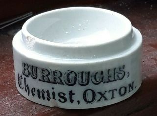 Victorian Burroughs Chemist Oxton Wirral Liverpool Pot Lid Base
