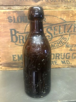 El Kerns Trenton Nj Jersey Elk Picture Blob Top Squat Soda Antique Bottle