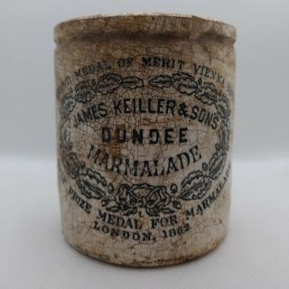 Vintage Primitive C1900s 1lb James Keiller & Sons Dundee Marmalade Pot Or Jar