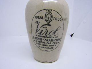 Antique Virol ceramic pot - advertising - bone marrow - 19th century - 5.  5 inch 2