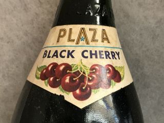 1960 Plaza Beverage Co.  Vintage Black Cherry Paper Label Full Quart Bottle 3