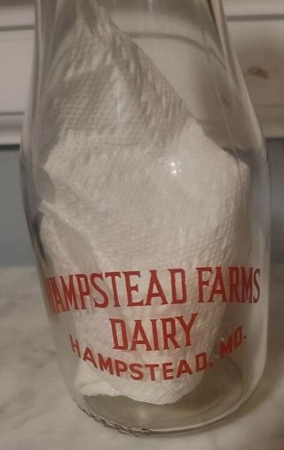 Pint Pyro Hampstead Md Farm Dairy Maryland Milk Bottle Topper