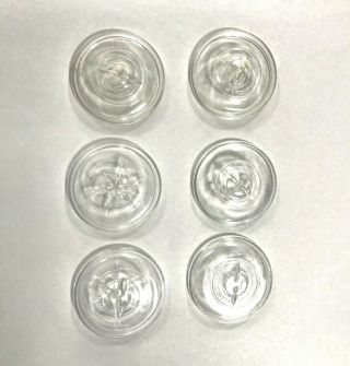 Set Of 6 Vintage Clear Glass Canning Mason Jar Lid For Wire Bail Style Jar