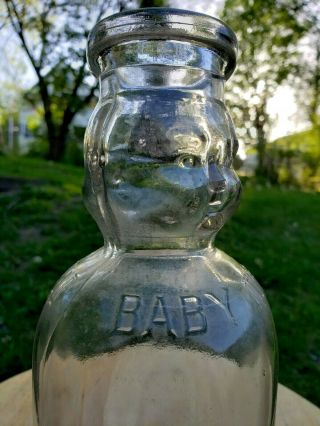 Vintage Milk Bottle Brookfield Baby Top Double Sided Baby Face Cream Top Style